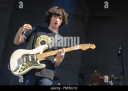 Chicago, Illinois, USA. 16 Sep, 2018. FINN WOLFHARD von Calpurnia während Riot Fest am Douglas Park in Chicago, Illinois Credit: Daniel DeSlover/ZUMA Draht/Alamy leben Nachrichten Stockfoto