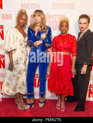 New York, NY - 17. September 2018: Abra, Suki Waterhouse, Anika Noni Rose, Odessa junge besuchen Premiere der Ermordung Nation bei Metrograph Stockfoto