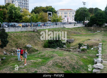 Plovdiv, Bulgarien. 12 Sep, 2018. 12.09.2018, Plovdiv, Bulgarien: das Forum Romanum in der Mitte. Plovdiv ist die älteste bewohnte Stadt in Europa und eine der ältesten der Welt. 2019, die Stadt ist Europäische Kulturhauptstadt. Foto: Jens Kalaene/dpa-Zentralbild/ZB | Verwendung weltweit/dpa/Alamy leben Nachrichten Stockfoto