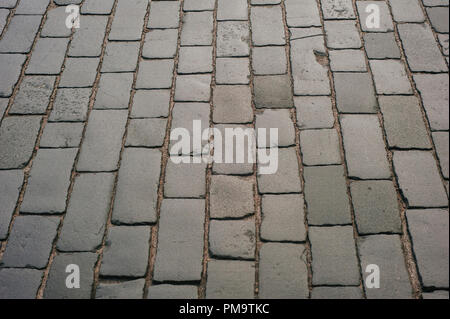 Zusammenfassung Hintergrund der alten Kopfsteinpflaster close-up. Stockfoto