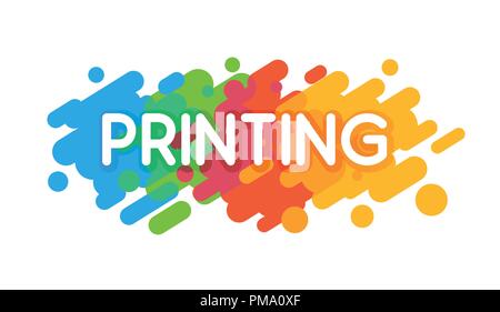 Druck Studio Logo. Vektor bunte Abbildung auf einem weißen Hintergrund in einem flachen Stil. Stock Vektor