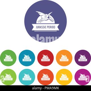 Jurassic cute Icons Set Vector Farbe Stock Vektor
