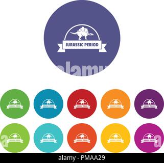 Kreidezeit Icons Set Vector Farbe Stock Vektor