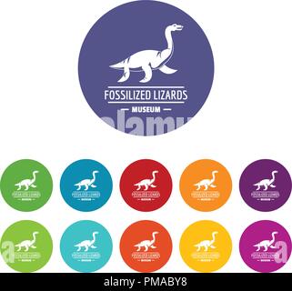 Jurassic museum Icons Set Vector Farbe Stock Vektor