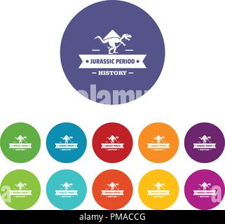 Jurassic Geschichte Icons Set Vector Farbe Stock Vektor