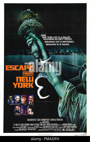 'Escape From New York"-US-Poster 1981 Botschaft Bilder Kurt Rusell, Lee van Cleef, Ernest Borgnine, Donald Pleasence, Adrienne Barbeau, Isaac Hayes, Harry Dean Stanton Datei Referenz # 32509 137 THA Stockfoto