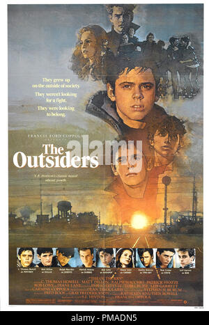 "Die Außenseiter"-US-Poster 1983 MGM Matt Dillon, C. Thomas Howell, Patrick Swayze, Ralph Macchio, Diane Lane, Tom Cruise Datei Referenz # 32509 281 THA Stockfoto