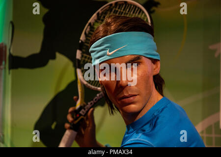 Rafael Nadal Wachsfigur Madame Tussauds ist eine Kette von Museen mit Repliken von Wachs in reale Größe der berühmten historischen Figuren. Asmterdam Niederlande Stockfoto