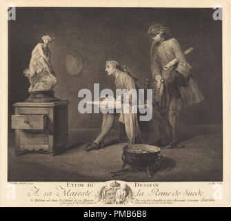 Etude du Dessin. Stand: 1757. Medium: Radierung und Gravur. Museum: Nationalgalerie, Washington DC. Autor: jacques-philippe Le Bas nach Jean Siméon Chardin. Stockfoto