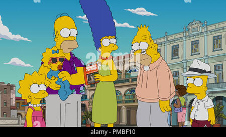 Lisa Simpson, Maggie Simpson, Homer Simpson, Marge Simpson, Abraham Simpson, Bart Simpson, "Die Simpsons" Saison 28 (2017) Fox Broadcasting Co. Stockfoto