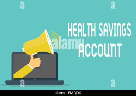 Handschrift text Health Savings Account. Konzept, d. h. Benutzer mit hohen Selbstbehalt Krankenversicherung. Stockfoto