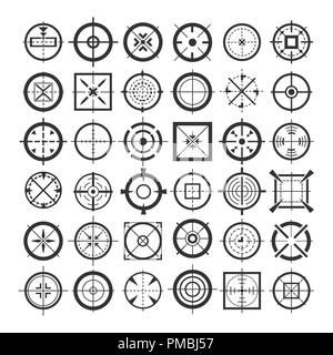 Fadenkreuz. Ziel Fadenkreuz Symbole, vector Targeting shooter Fadenkreuz, bullseye Waffe Ziele auf weißem Hintergrund, Vector Illustration Stock Vektor