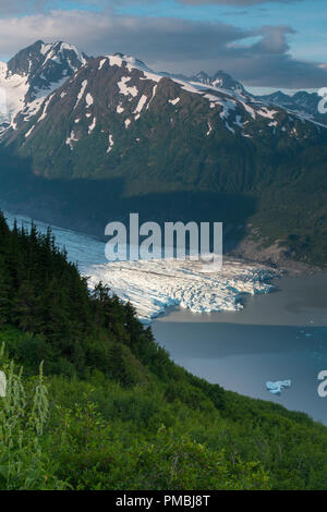 Anzeigen von Spencer Gletscher Sitzbank Kabine, Chugach National Forest, Alaska. Stockfoto