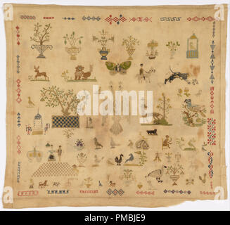 Sampler. Datum/Zeitraum: Anfang des 19. Jahrhunderts. Sampler. Medium: Seidenstickerei auf Baumwolle Stiftung. Technik: Kreuzstich auf in Leinwandbindung. Autor: Unbekannt. Stockfoto