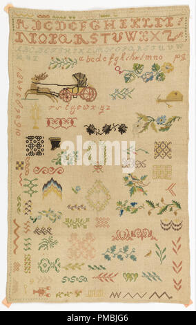 Sampler. Datum/Zeitraum: Ende des 18. Jahrhunderts. Sampler. Medium: Seide sticken auf Leinen Stiftung. Technik: Kreuzstich auf in Leinwandbindung. Autor: Unbekannt. Stockfoto