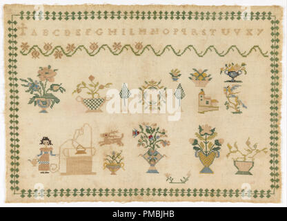 Sampler. Datum/Zeitraum: Anfang des 19. Jahrhunderts. Sampler. Medium: Seide sticken auf Leinen Stiftung. Technik: die Stiche in Leinwandbindung. Autor: Unbekannt. Stockfoto