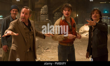 Enzo Cilenti, Cillian Murphy, Sam Riley, und Michael Smiley in "freiem Feuer" (2017) Stockfoto