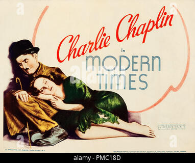 Charles Chaplin, Paulette Goddard, Moderne Zeiten (United Artists, 1936). Lobby Card Datei Referenz # 33595 246 THA Stockfoto