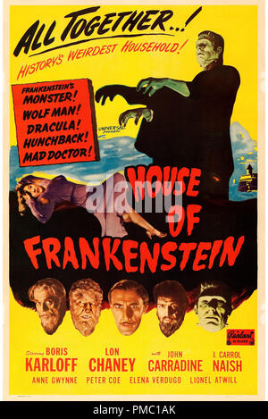 Boris Karloff, Lon Chaney, Haus von Frankenstein (Realart, Re-release 1950). Poster Datei Referenz # 33595 309 THA Stockfoto