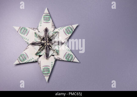 Geld Origami snowflake Stockfoto