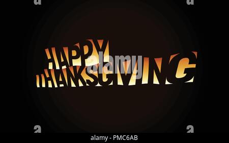 Thanksgiving Day text Banner, orange Text auf schwarzem Hintergrund, nationalen USA und Kanada Urlaub, Vector Illustration. Stock Vektor