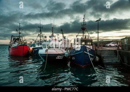 Ballycotton, Cork, Irland. 22. Juli 2017. Ein Teil der Ballycotton Fischereiflotte gebunden an der Pier vor der Morgendämmerung an Ballycotton Co.Cork, Irland Stockfoto