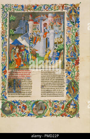 Die Zerstörung von Jerusalem. Datum/Zeit: Ca. 1413 - 1415. Folio. Tempera Farben, Blattgold, Gold Farbe und Tusche auf Pergament. Höhe: 420 mm (16.53 in); Breite: 296 mm (11,65 in). Autor: Unbekannt. Stockfoto