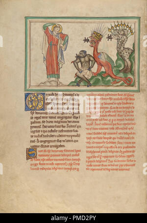 Die unreinen Geister die Ausstellung aus dem Mund des Drachen, das Tier und der falsche Prophet. Datum/Zeit: Ca. 1255 - 1260. Folio. Tempera Farben, Blattgold, farbige wäscht, Feder und Tinte auf Pergament. Höhe: 319 mm (12.55 in); Breite: 225 mm (8,85 in). Autor: Unbekannt. Stockfoto