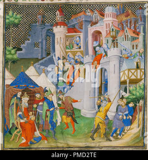 Die Zerstörung von Jerusalem. Datum/Zeit: Ca. 1413 - 1415. Folio. Tempera Farben, Blattgold, Gold Farbe und Tusche auf Pergament. Höhe: 420 mm (16.53 in); Breite: 296 mm (11,65 in). Autor: Unbekannt. Stockfoto