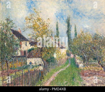 Un sentier aux Sablons [einen Pfad im Les Sablons]. Datum/Zeit: 1883. Malerei, Öl auf Leinwand. Höhe: 460 mm (18.11 in); Breite: 550 mm (21,65 in). Autor: Alfred Sisley. SISLEY, ALFRED. Stockfoto