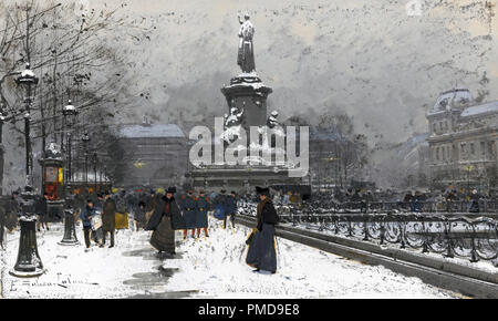 Galien-Laloue Eugene - Place De La Republique Paris 11 Neige Stockfoto