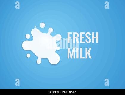 Milch Logo mit weißem Spritzer Milch. Vektor Emblem Illustration für Molkerei mit natürlichen frisches Produkt. Stock Vektor