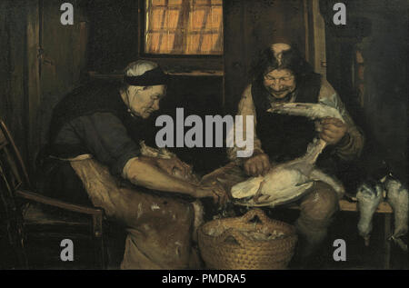 Alte Paar rupfen Möwen. Lars Gaihede und alte Lene. Datum/Zeit: 1883. Breite: 1008 mm. Höhe: 662 mm. Autor: Anna Ancher. Stockfoto