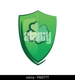Grüne Schild mit Glücksklee - keltisches Symbol für Saint Patrick's Day Stock Vektor