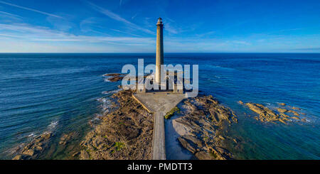 Néville (Frankreich): Luftaufnahme der Leuchtturm an der normannischen Küste Òcote de NacreÓ (nicht für Postkarte Produktion verfügbar) Stockfoto