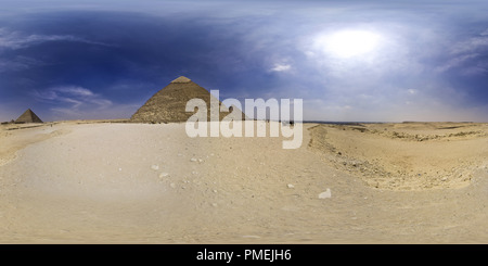 360 Grad Panorama Ansicht von Große Pyramide von Gizeh 14, Chephren Pyramide