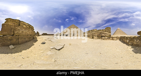 360 Grad Panorama Ansicht von Große Pyramide von Gizeh 19, Totentempel