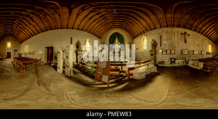 360 Grad Panorama Ansicht von La Chapelle Notre-Dame-des-Grâces de la Pointe Saint-Mathieu