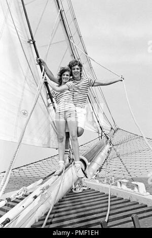 Sonne, Wind und weiße Segel, Fernsehshow mit Michael Schanze und Gaststars Mary Roos in Spanien 1979. Stockfoto