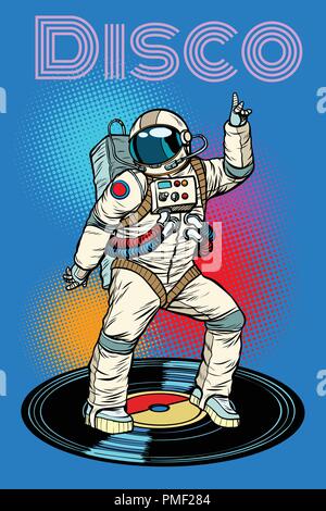 Disco. Astronaut Tänze Stock Vektor