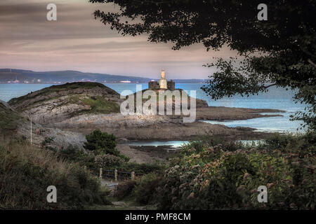 Murmelt Leuchtturm Swansea Bay Stockfoto