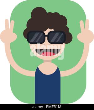 Gerne Spaß begeistert Junge cartoon Vector Illustration Stock Vektor