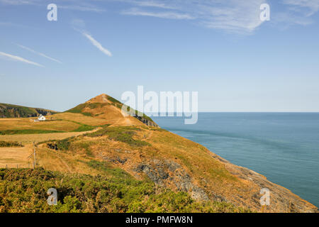 Die historische Kapelle der Kirche des Heiligen Kreuzes, Eglwys y Grog; Walisisch: bei Mwnt, Ceredigion, Wales, UK. Stockfoto