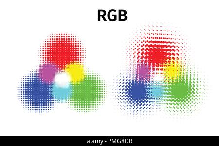 RGB- und CMYK-Halbton vector Abbildung Farbe Stock Vektor