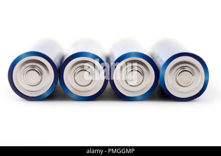 AA-Batterien auf weißem Hintergrund Stockfoto