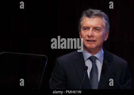 Buenos Aires, Argentinien. 17.September 2018. BUENOS AIRES, 17.09.2018: Mauricio Macri, Präsident von Argentinien, öffnet die T20 Konferenz in CCK, dieser Montag auf Buenos Aires, Argentinien. (Foto: Néstor J. Beremblum/Alamy Nachrichten) Stockfoto