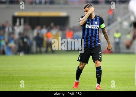 Mailand, Italien. 18 Sep, 2018. Mauro Icardi des FC Internazionale in Aktion während der Uefa Champions League Gruppe B Spiel zwischen FC Internazionale und Tottenham Hotspur FC. Credit: Marco Canoniero/Alamy leben Nachrichten Stockfoto