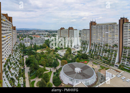 Wien, Wien: Wohnpark Alt Erlaa Wohnanlage, Hochhaus, Gebäude, 23. Liesing, Wien, Österreich Stockfoto