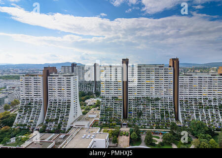 Wien, Wien: Wohnpark Alt Erlaa Wohnanlage, Hochhaus, Gebäude, 23. Liesing, Wien, Österreich Stockfoto