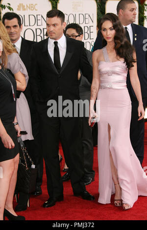 Brian Austin Green und Megan Fox an der 68TH GOLDEN GLOBES AWARDS - Red Carpet Ankünfte. Die Veranstaltung wurde im Beverly Hilton Hotel in Beverly Hills, CA am Sonntag, 16. Januar 2011 statt. Foto von AJ Garcia/PictureLux Datei Referenz # 30825 428 Nur für den redaktionellen Gebrauch - Alle Rechte vorbehalten Stockfoto